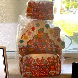 Loungefly Disney Gingerbread House Mickey & Minnie Mouse Mini Backpack & Wallet